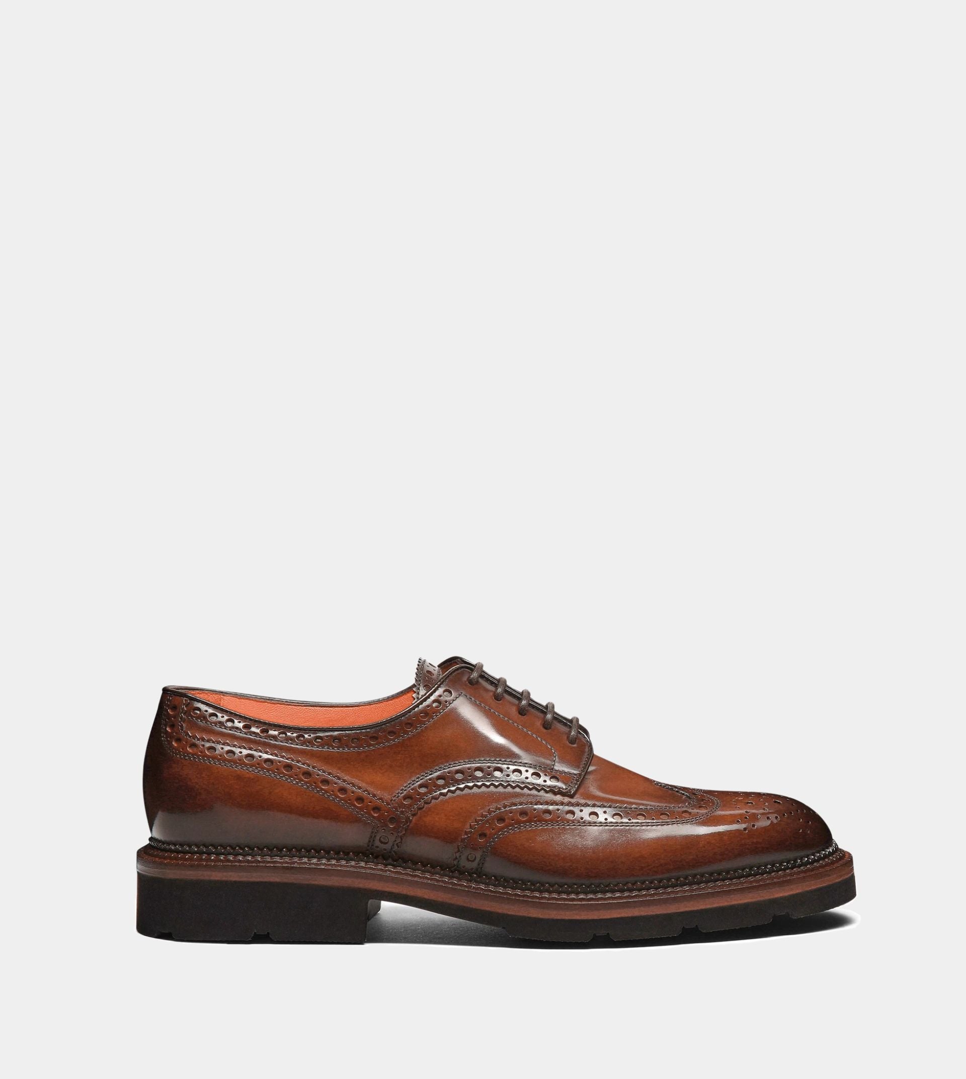 Men's brown leather Derby brogue shoe