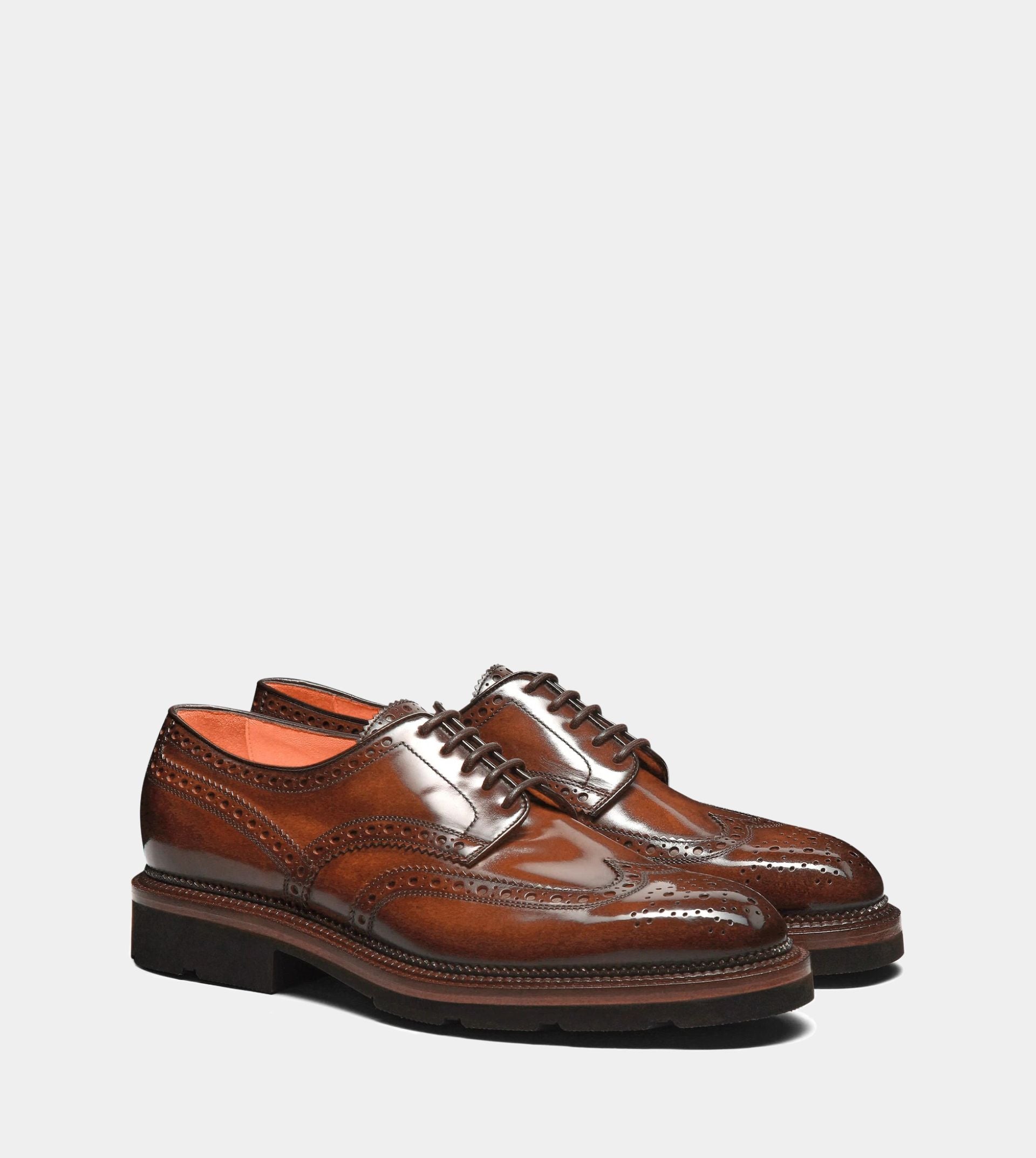 Men's brown leather Derby brogue shoe