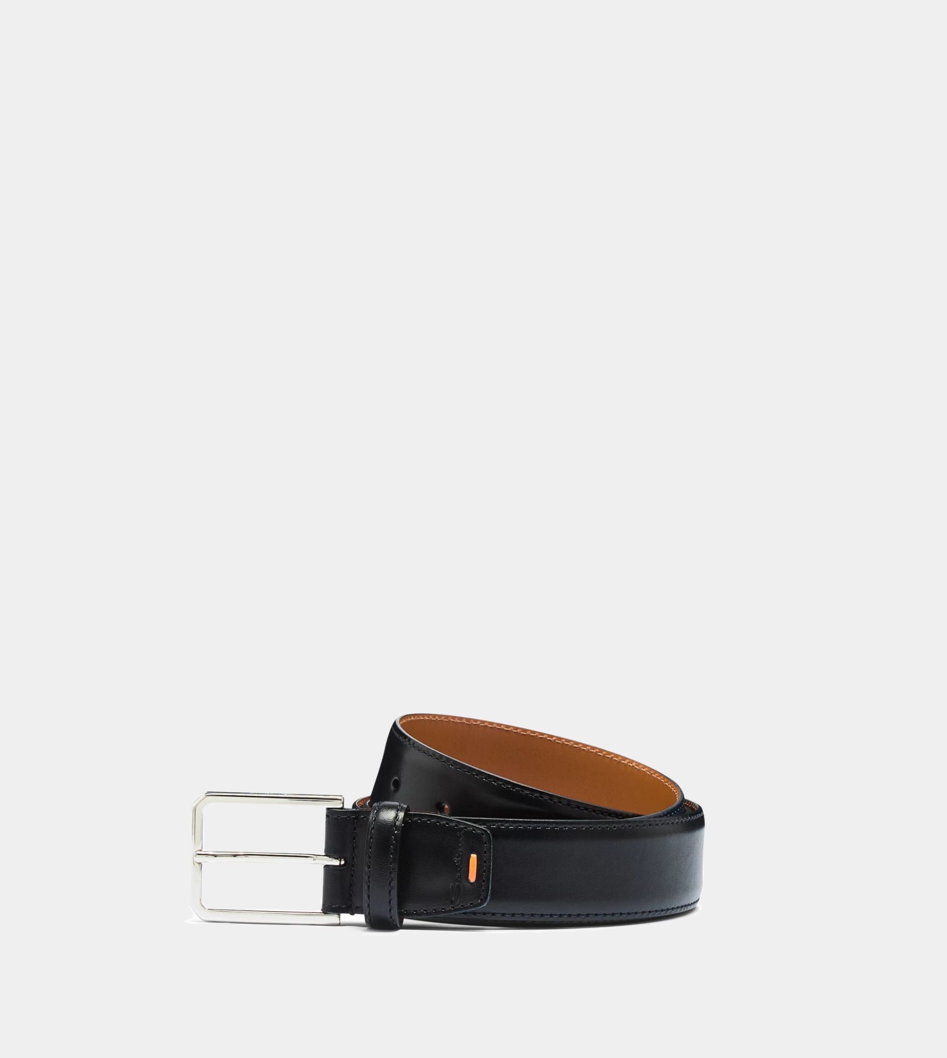 Blue leather adjustable belt