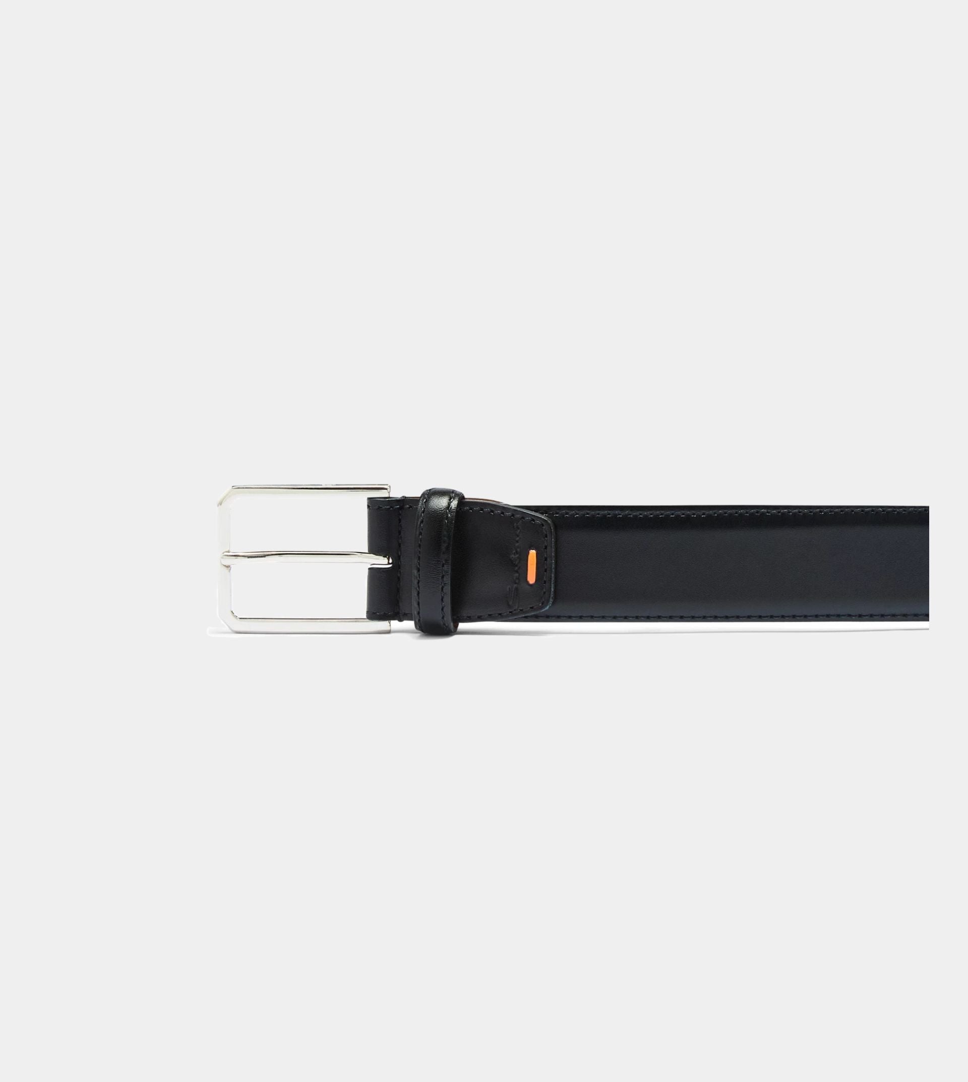 Blue leather adjustable belt