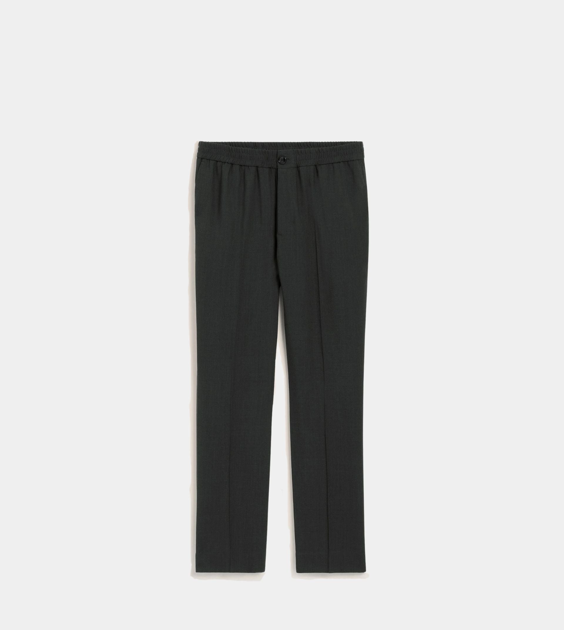 Black Wool Elasticated Waist Trousers