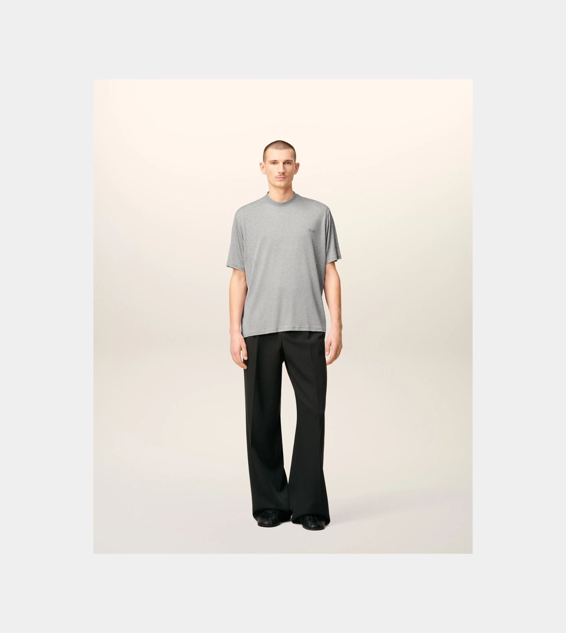 Grey Cotton Short Sleeves T-shirt