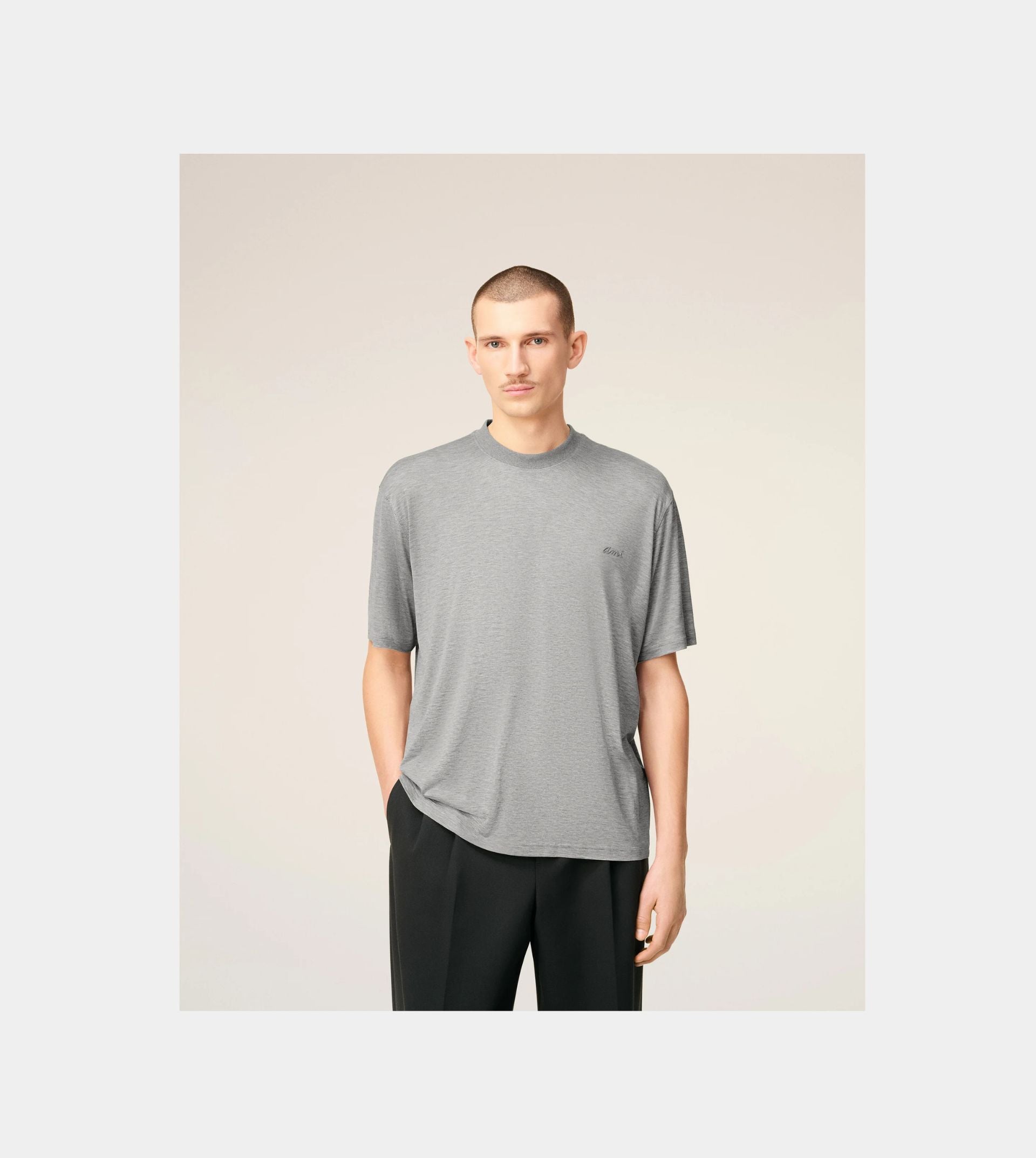 Grey Cotton Short Sleeves T-shirt