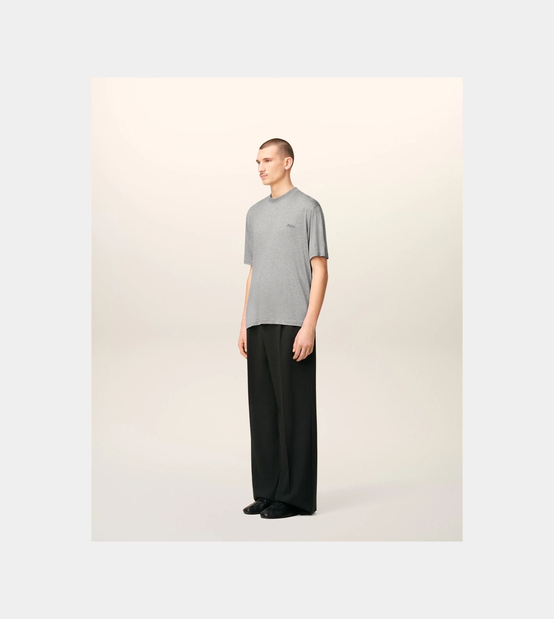 Grey Cotton Short Sleeves T-shirt