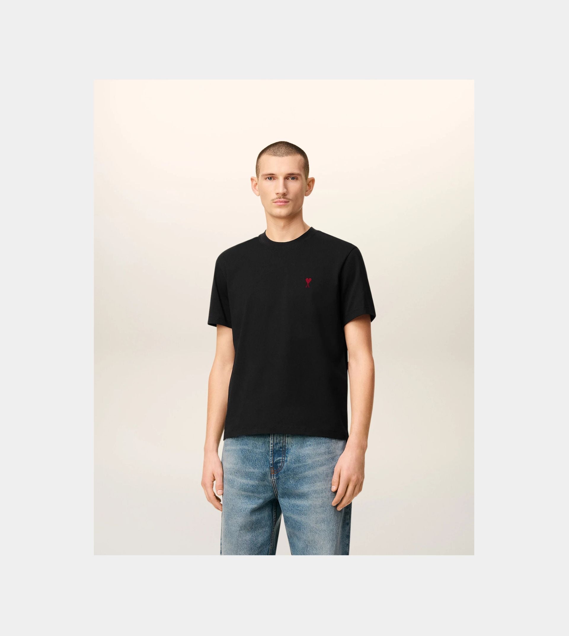 Black Cotton Ami de Coeur T-Shirt