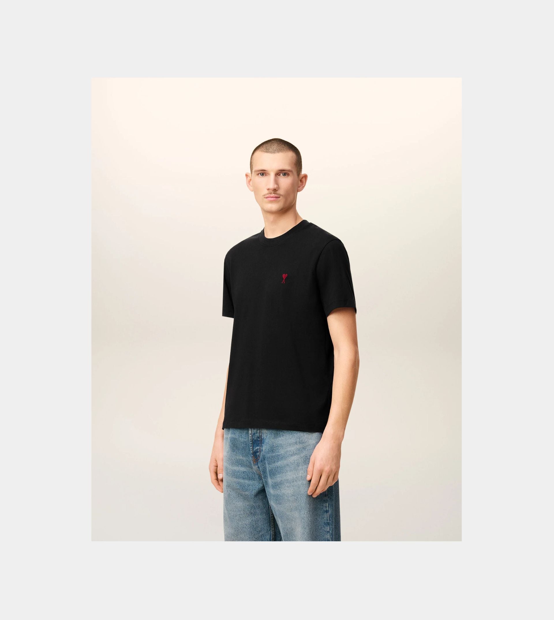 Black Cotton Ami de Coeur T-Shirt