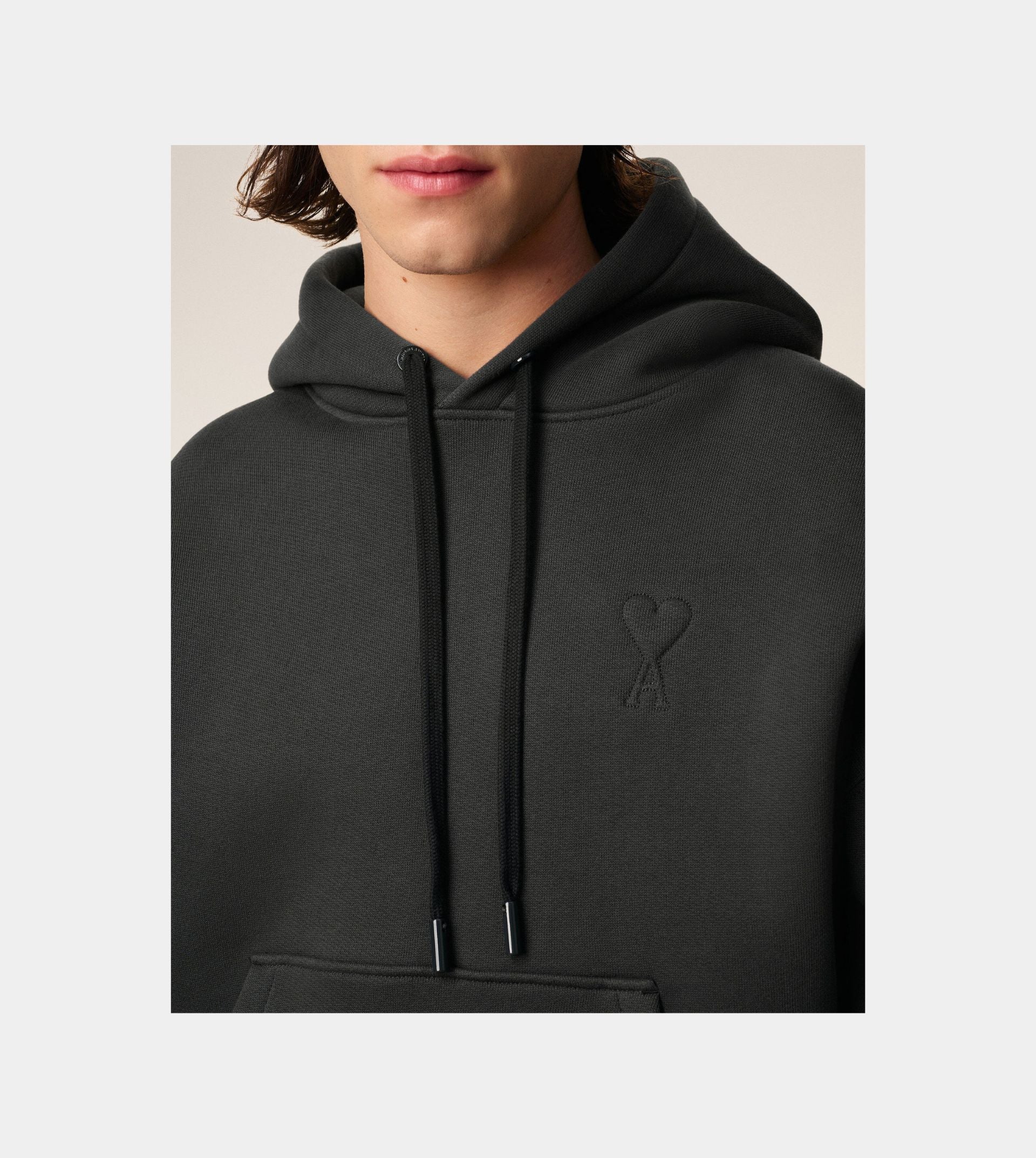 Black Cotton Ami De Coeur Hoodie