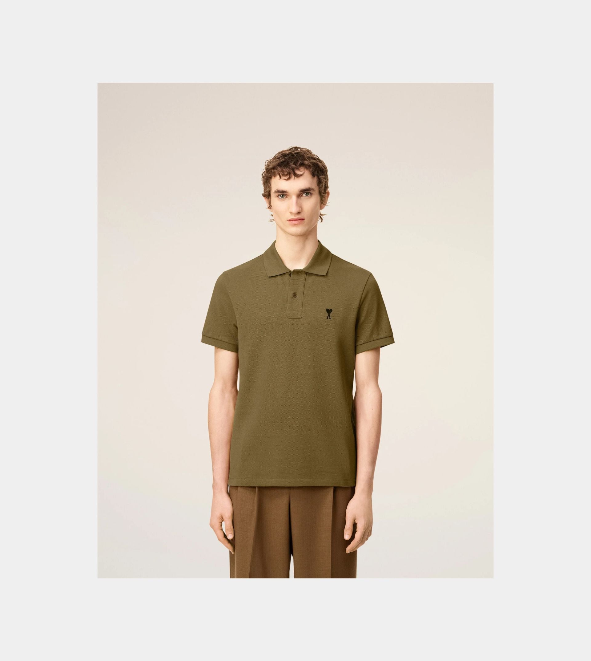 Green Cotton Contrasted Ami De Coeur Polo Shirt