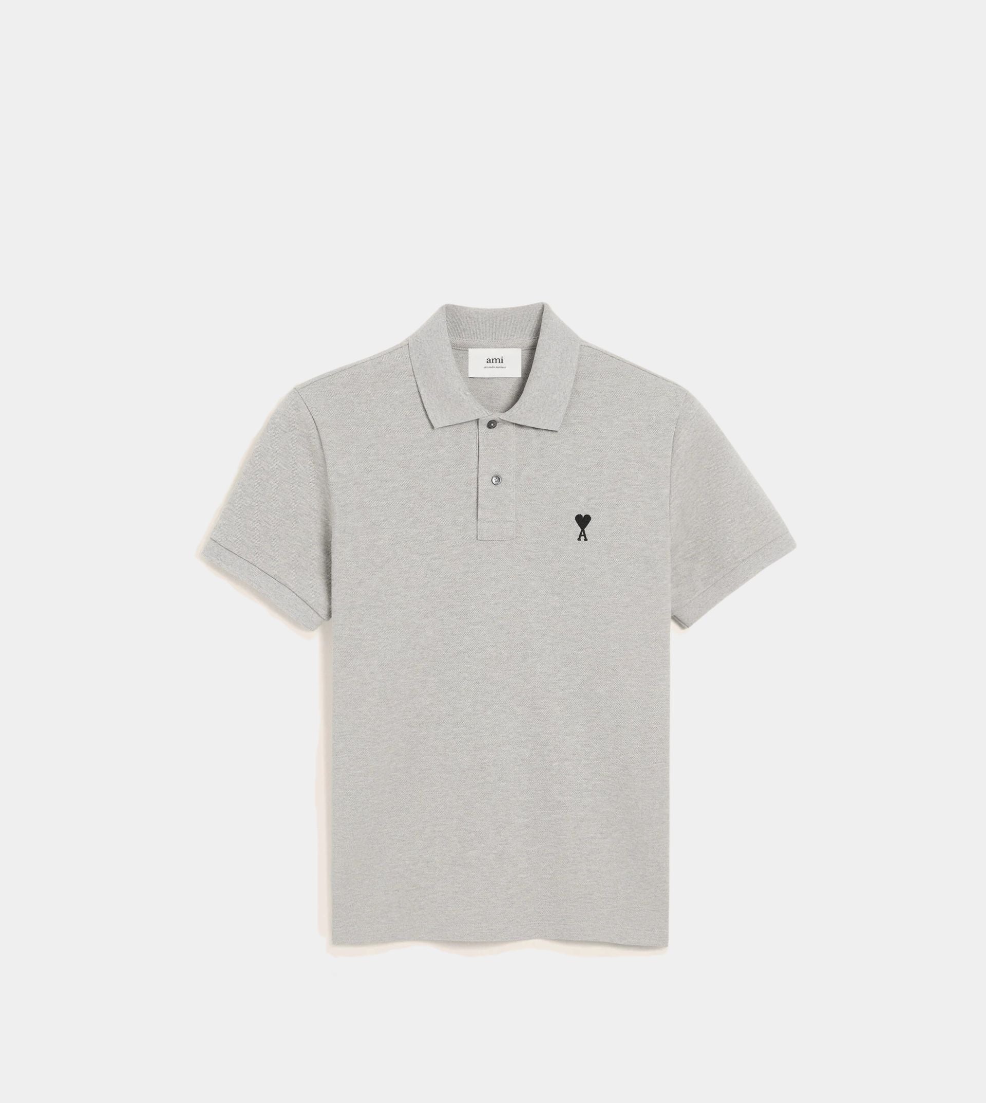 Grey Cotton Contrasted Ami De Coeur Polo Shirt