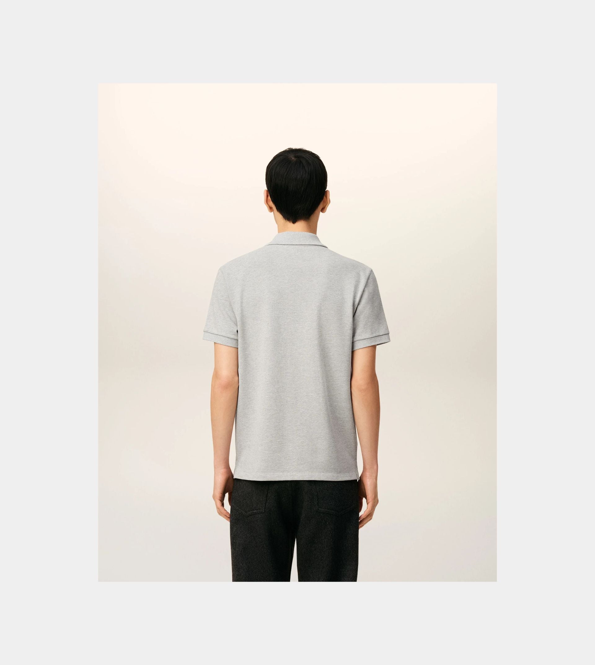Grey Cotton Contrasted Ami De Coeur Polo Shirt