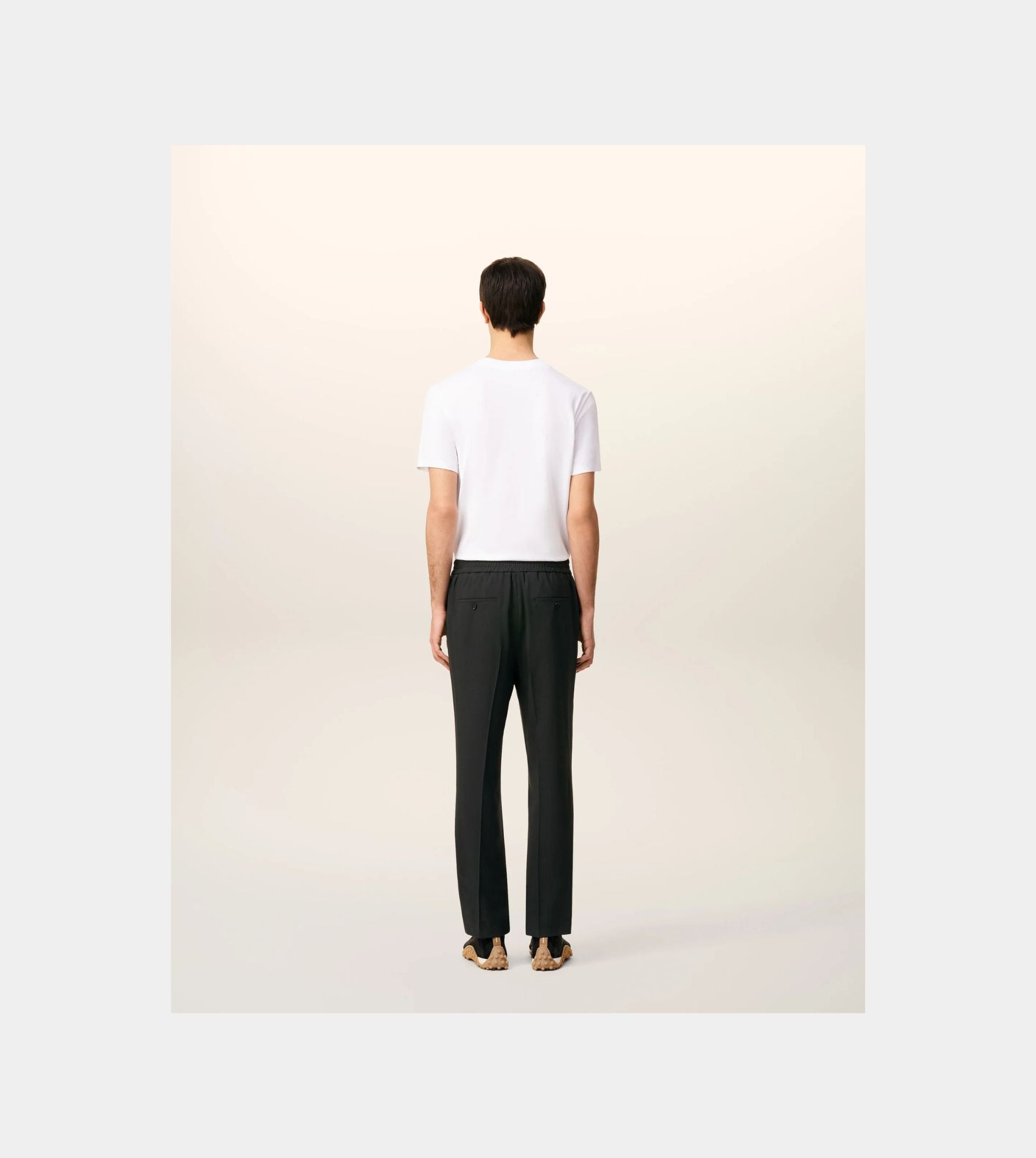 Black Wool Elasticated Waist Trousers