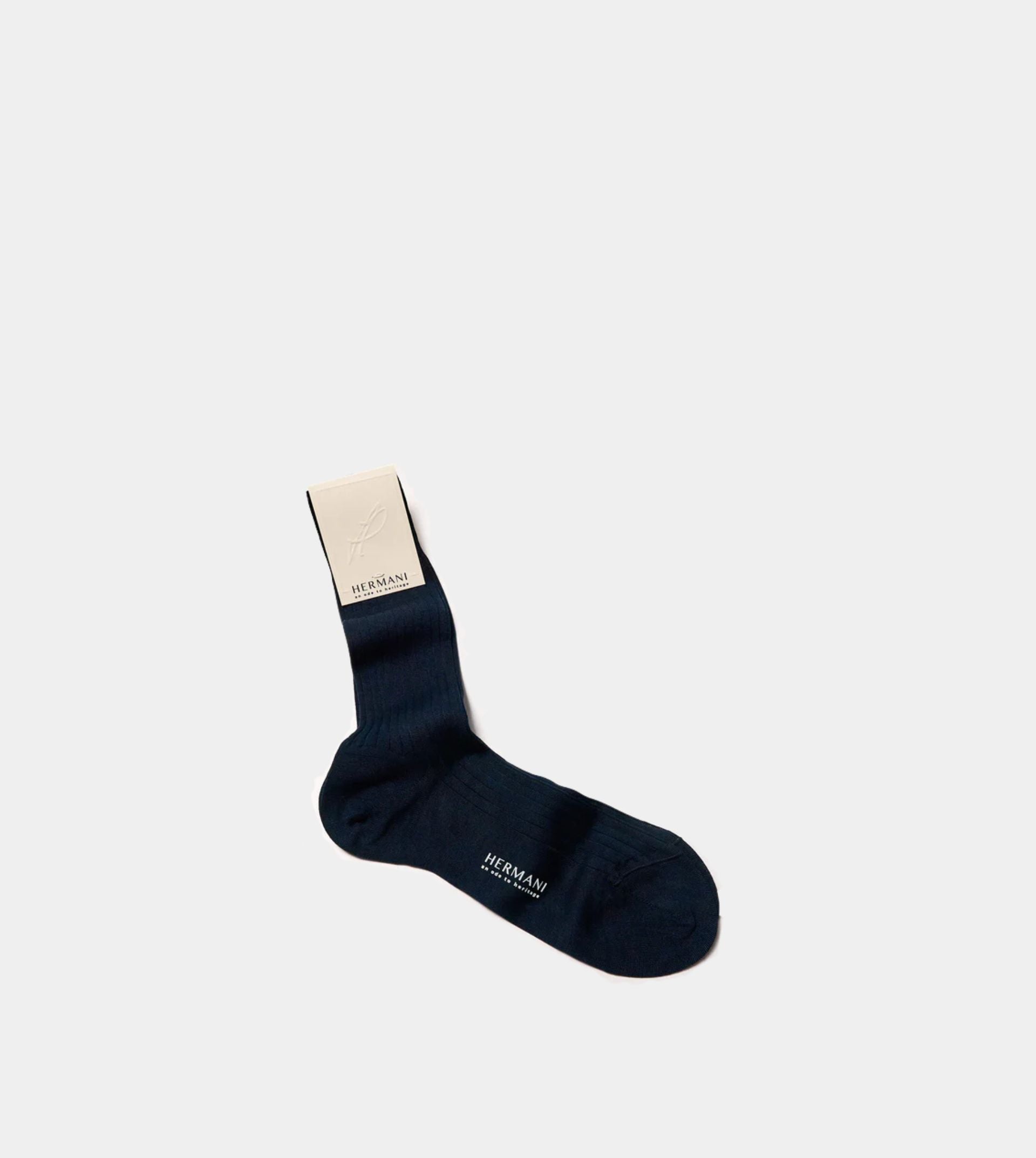Filo di Scozia Cotton Mid-Calf - Navy
