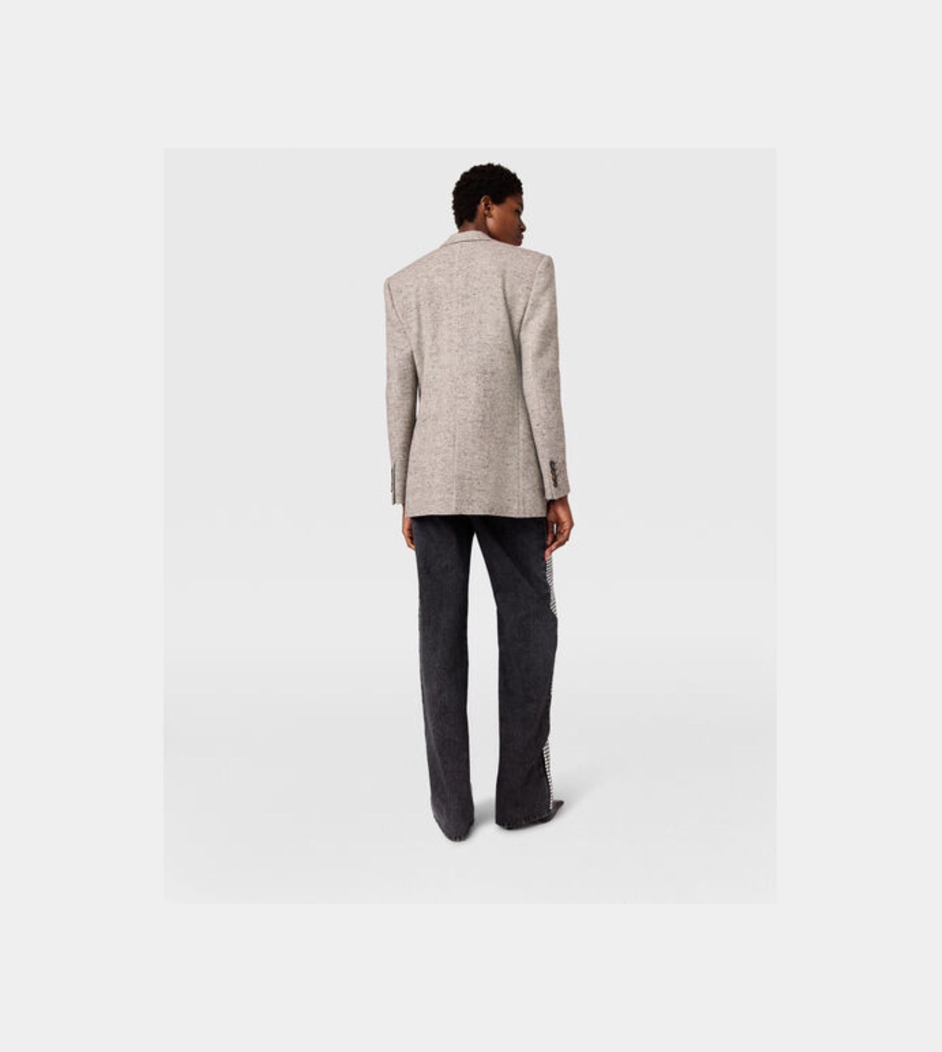 Mirror-Embellished Denim Chap Jeans