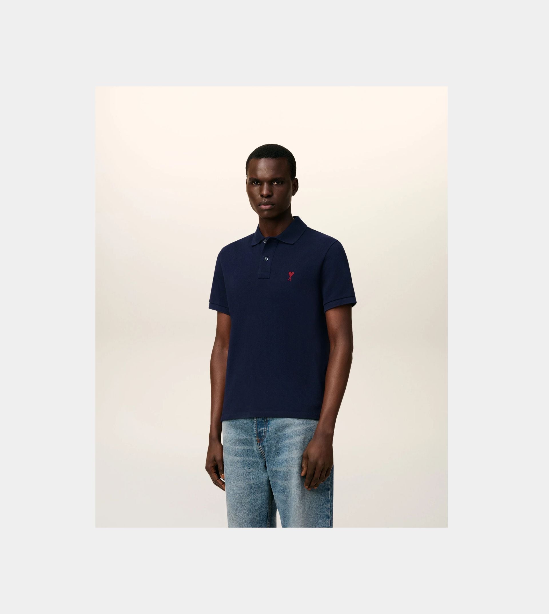 Navy Cotton Ami de Coeur Polo Shirt