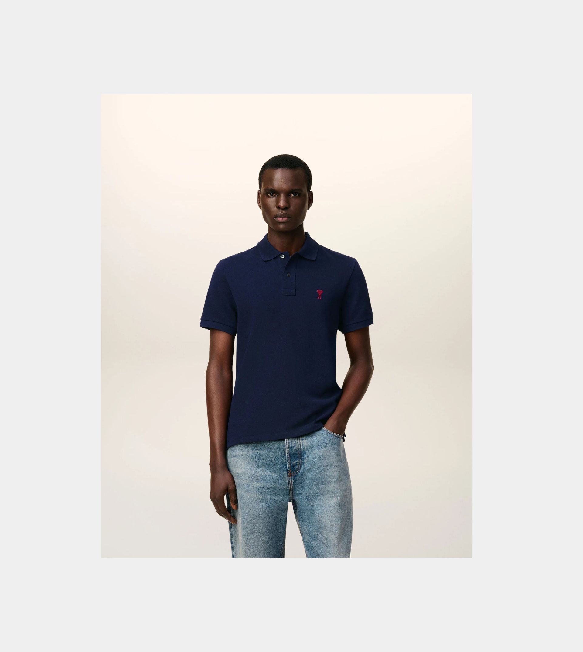 Navy Cotton Ami de Coeur Polo Shirt