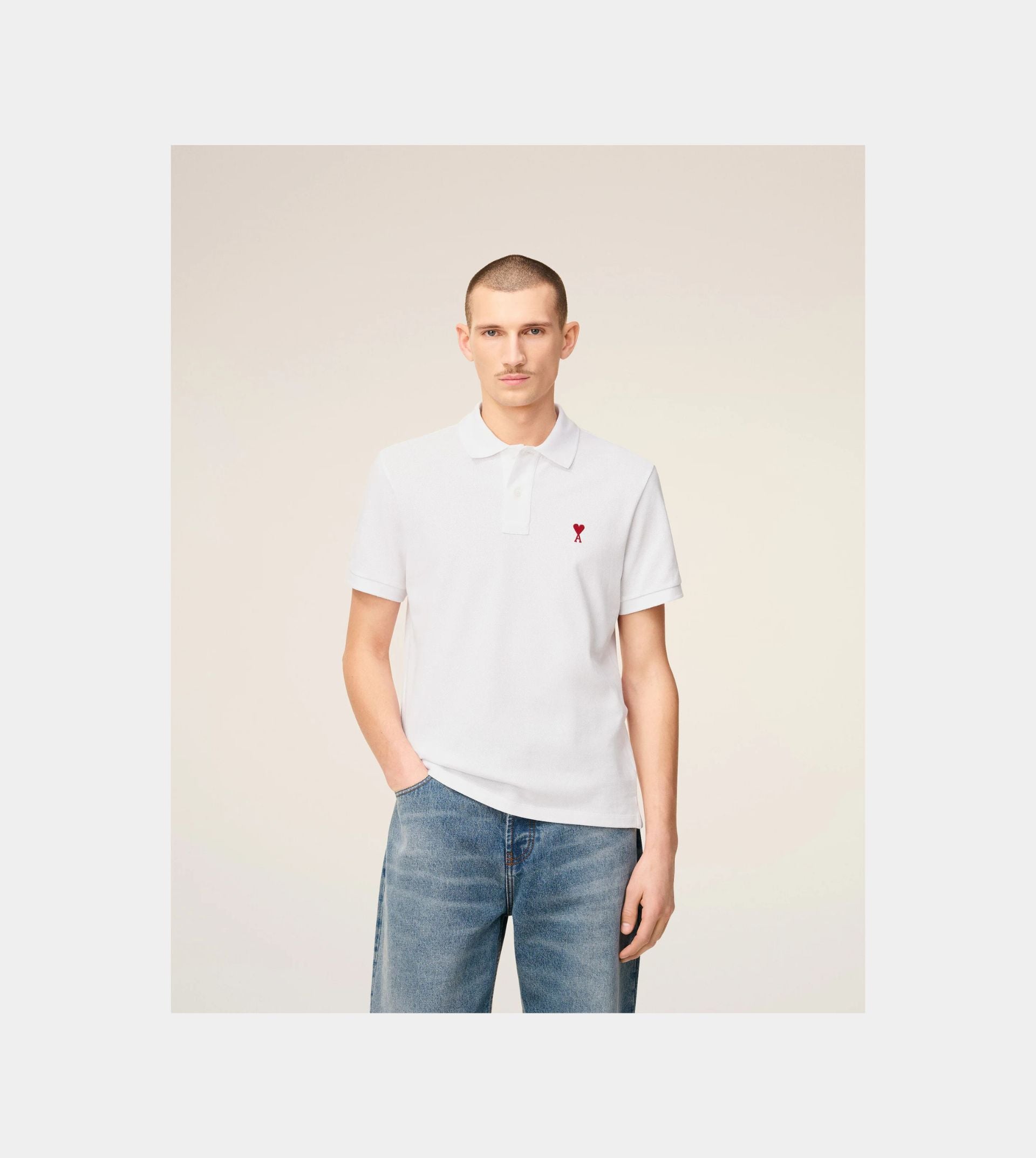White Cotton Ami de Coeur Polo Shirt