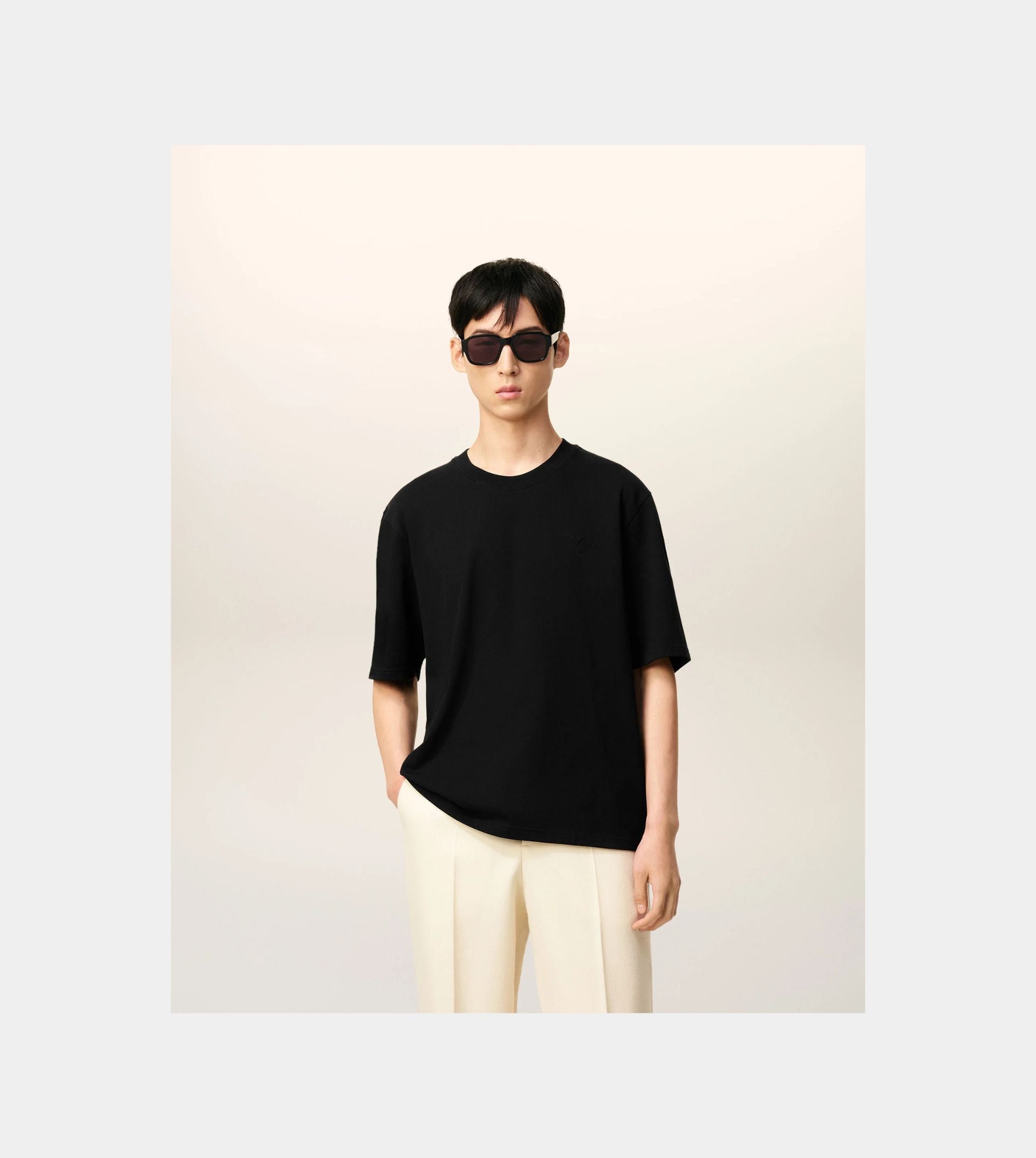 Black Cotton Ami De Coeur T-shirt