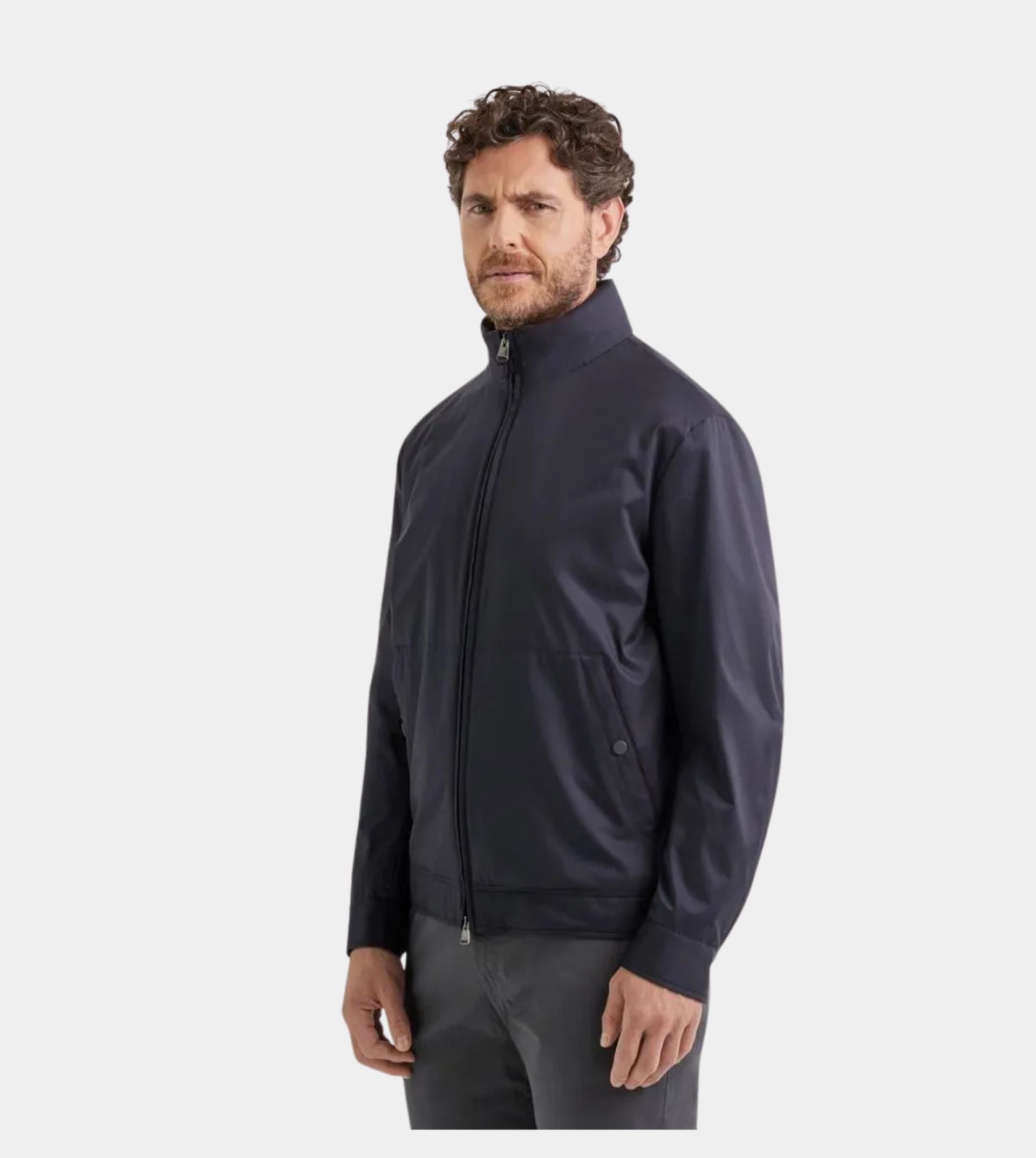 Nuvola blue technical fabric jacket