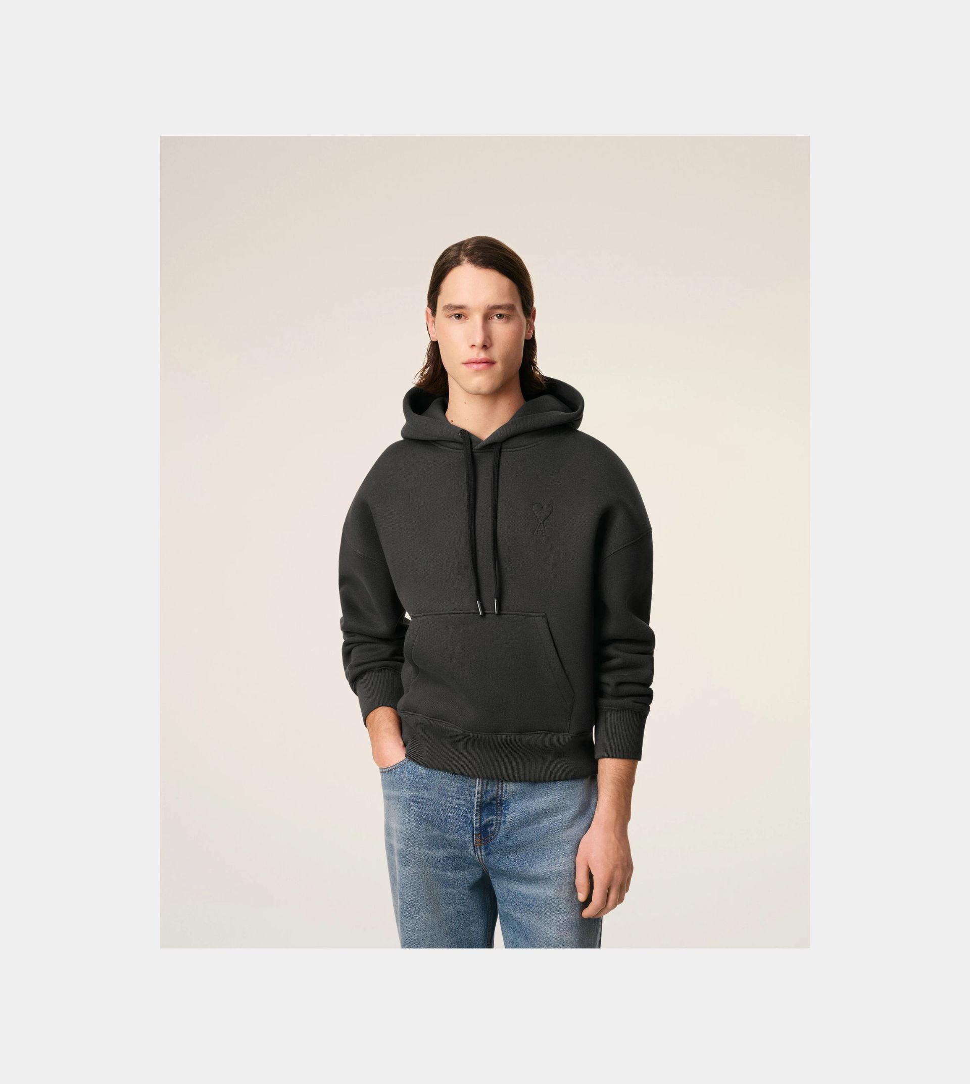 Black Cotton Ami De Coeur Hoodie