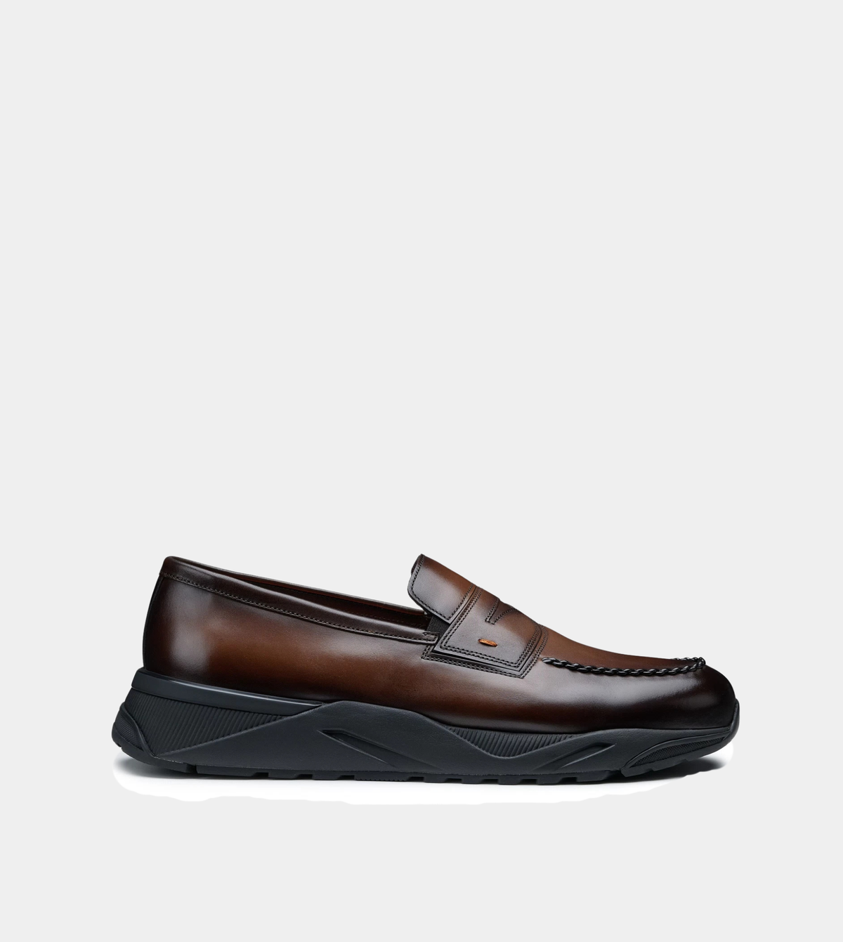Men's dark brown leather penny loafer