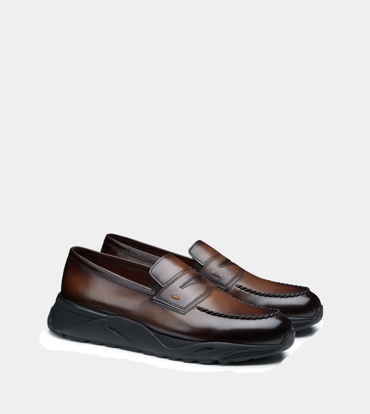 Men's dark brown leather penny loafer