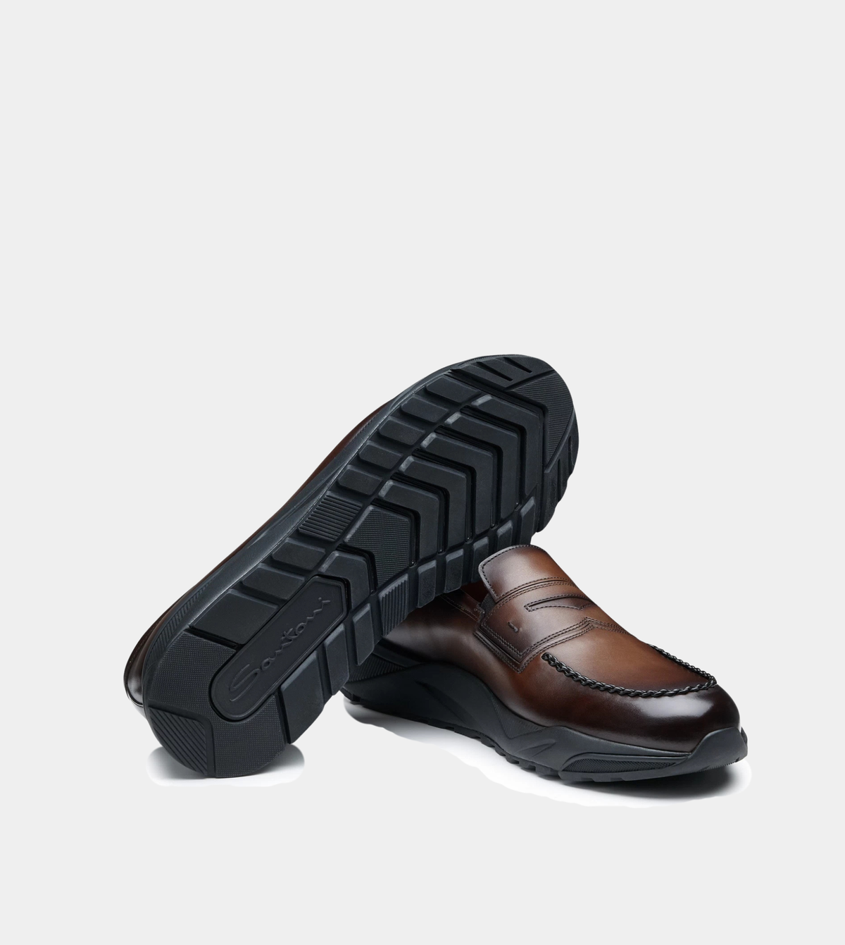 Men's dark brown leather penny loafer