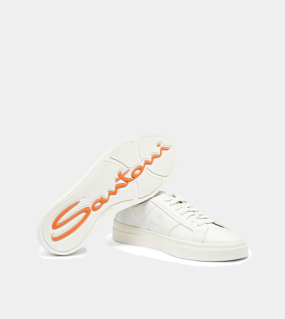 Men’s white leather double buckle sneaker
